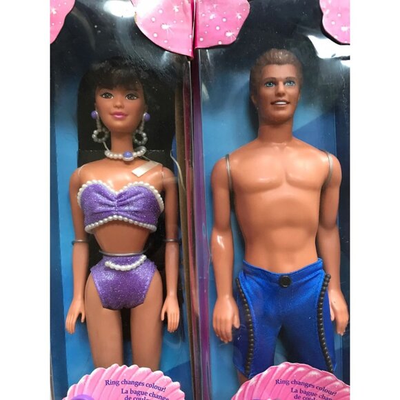 1997 Pearl Beach Kira and Ken Barbie Dolls with Color Changing Ring NIB - Picture 2 of 6